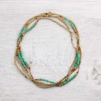 Colorful Turquoise and Gold Wrap Necklace